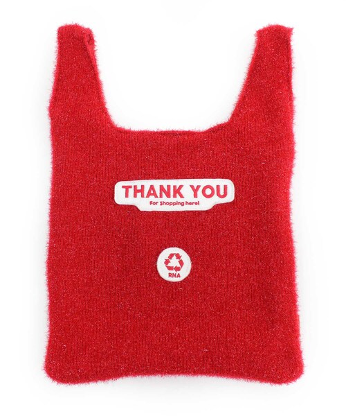 RNA（アールエヌエー）の「【3月中旬納期】E4674 ニットラメThank you bag（バッグ・レディース・シルバー/ターコイズ/レッド）」の3枚目の写真