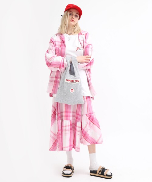 RNA（アールエヌエー）の「【3月中旬納期】E4674 ニットラメThank you bag（バッグ・レディース・シルバー/ターコイズ/レッド）」の5枚目の写真