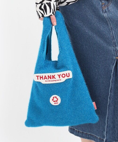 RNA（アールエヌエー）の「【3月中旬納期】E4674 ニットラメThank you bag（バッグ・レディース・シルバー/ターコイズ/レッド）」の8枚目の写真