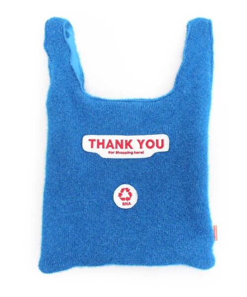 RNA（アールエヌエー）の「【3月中旬納期】E4674 ニットラメThank you bag（バッグ・レディース・シルバー/ターコイズ/レッド）」の2枚目の写真