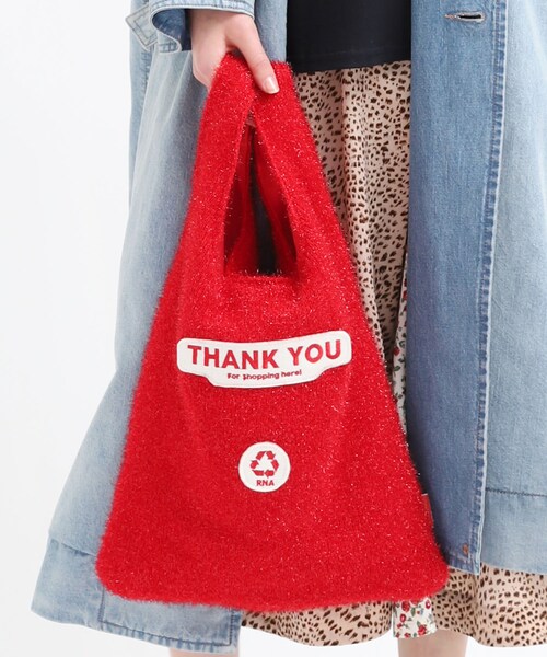 RNA（アールエヌエー）の「【3月中旬納期】E4674 ニットラメThank you bag（バッグ・レディース・シルバー/ターコイズ/レッド）」の19枚目の写真