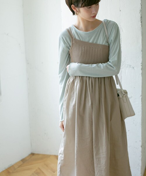 KBF（ケイビーエフ）の「ニットドッキングアシメワンピース（その他・レディース・BLACK/GREIGE/ICE GRAY・one）」の7枚目の写真