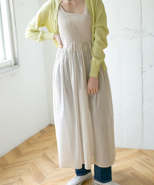 KBF（ケイビーエフ）の「ニットドッキングアシメワンピース（その他・レディース・BLACK/GREIGE/ICE GRAY・one）」の4枚目の写真