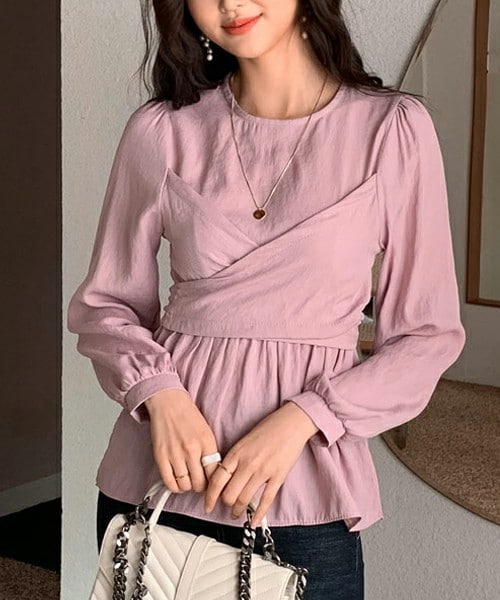 DHOLIC（ディーホリック）の「ラップフレアブラウス（シャツ/ブラウス・レディース・ベージュ/ピンク/ホワイト/ブラック・FREE）」の4枚目の写真