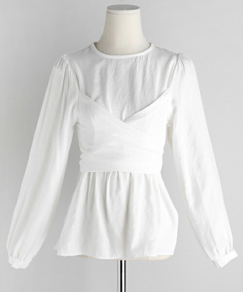 DHOLIC（ディーホリック）の「ラップフレアブラウス（シャツ/ブラウス・レディース・ベージュ/ピンク/ホワイト/ブラック・FREE）」の2枚目の写真