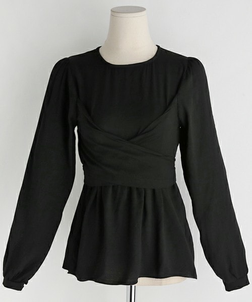 DHOLIC（ディーホリック）の「ラップフレアブラウス（シャツ/ブラウス・レディース・ベージュ/ピンク/ホワイト/ブラック・FREE）」の3枚目の写真