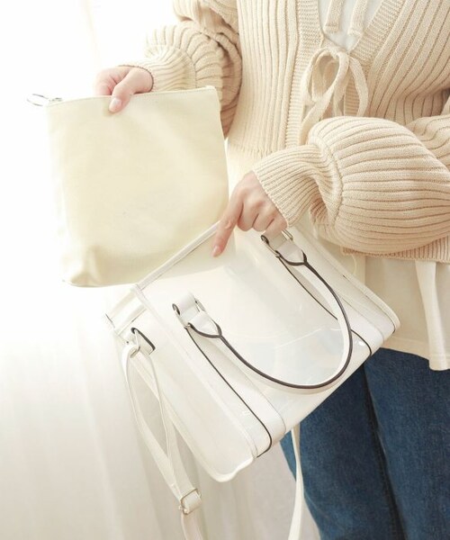 Crisp（クリスプ）の「クリアコンビバッグ[c3i2601b]（ショルダーバッグ・レディース・グレー/ホワイト・FREE）」の3枚目の写真
