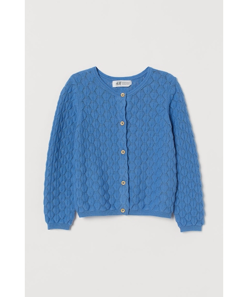 H&M(エイチ・アンド・エム)の「H&M - テクスチャードニットカーディガン - ブルー(カーディガン/ボレロ・キッズ・ブルー・120/130/100/105/135/140/90/110/115)」の1枚目の写真