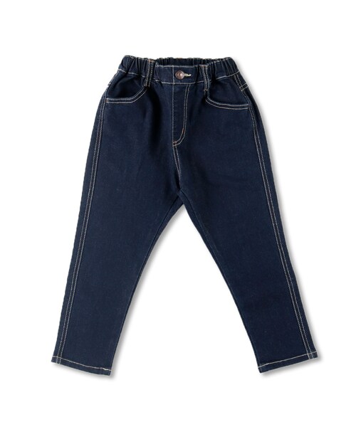 BRANSHES（ブランシェス）の「ヒッコリー/デニムテーパードパンツ（デニムパンツ・キッズ・オフホワイト/ネイビーブルー・80cm～150cm）」の2枚目の写真