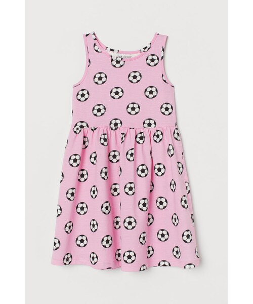 H M エイチ アンド エム の H M パターンジャージーワンピース ピンク ワンピース Wear