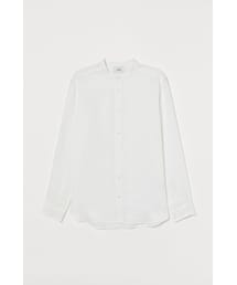 H&M | H&M - リネングランドファーザーシャツ - ホワイト(シャツ/ブラウス)