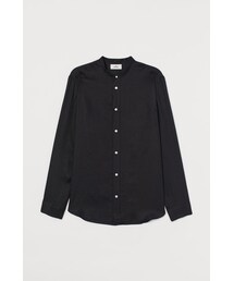 H&M | H&M - リネングランドファーザーシャツ - ブラック(シャツ/ブラウス)