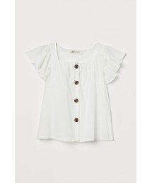 H&M | H&M - フラッタースリーブブラウス - ホワイト(シャツ/ブラウス)