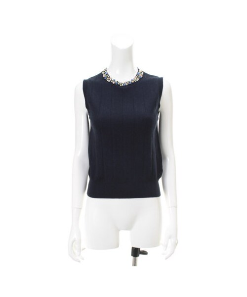 31 Sons de mode（トランテアン　ソン　ドゥ　モード）の「★新作★ネックビジュークルーネックノースリーブプルオーバー《予約アイテム》（ニット・プルオーバー・レディース・ブラック/オフホワイト/ピンク/ネイビー・３６）」の3枚目の写真