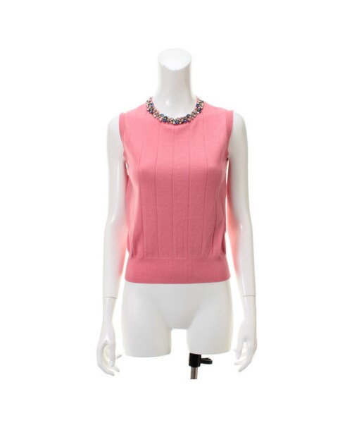 31 Sons de mode（トランテアン　ソン　ドゥ　モード）の「★新作★ネックビジュークルーネックノースリーブプルオーバー《予約アイテム》（ニット・プルオーバー・レディース・ブラック/オフホワイト/ピンク/ネイビー・３６）」の4枚目の写真