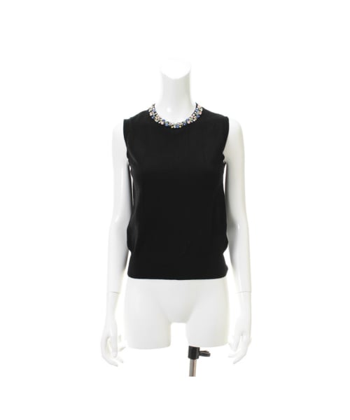 31 Sons de mode（トランテアン　ソン　ドゥ　モード）の「★新作★ネックビジュークルーネックノースリーブプルオーバー《予約アイテム》（ニット・プルオーバー・レディース・ブラック/オフホワイト/ピンク/ネイビー・３６）」の2枚目の写真