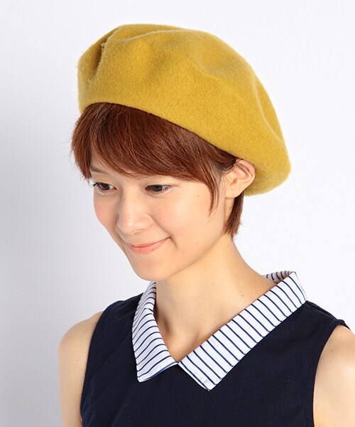 DOUBLE NAME（ダブルネーム）の「ウール無地ベレー帽（ファッション雑貨・ブラック/ネイビー/カーキ/ベージュ/カラシ・FREE）」の8枚目の写真