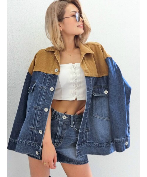 GYDA(ジェイダ)の「コーデュロイドッキングスカートライクショーパン(デニムスカート・アイスブルー/ブルー・M/XS/S)」の10枚目の写真