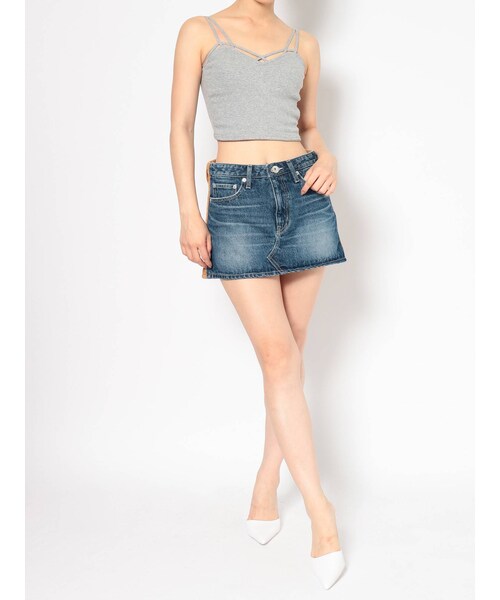 GYDA(ジェイダ)の「コーデュロイドッキングスカートライクショーパン(デニムスカート・アイスブルー/ブルー・M/XS/S)」の12枚目の写真