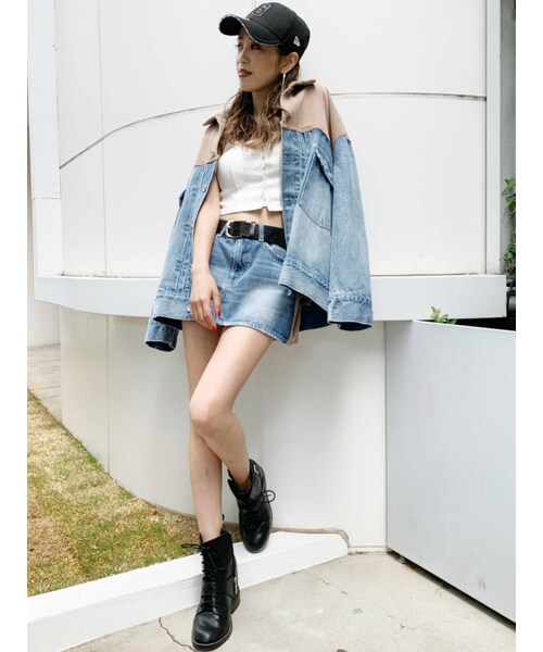GYDA(ジェイダ)の「コーデュロイドッキングスカートライクショーパン(デニムスカート・アイスブルー/ブルー・M/XS/S)」の7枚目の写真