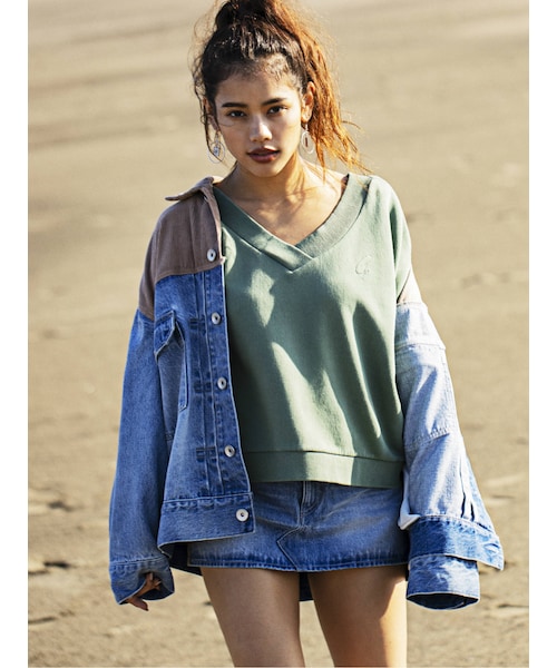 GYDA(ジェイダ)の「コーデュロイドッキングスカートライクショーパン(デニムスカート・アイスブルー/ブルー・M/XS/S)」の4枚目の写真