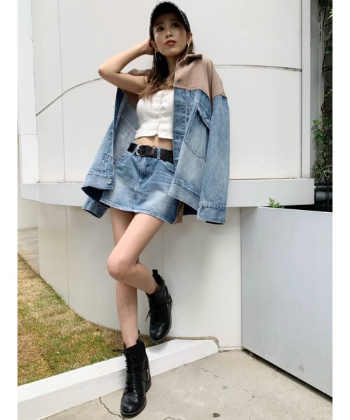 GYDA(ジェイダ)の「コーデュロイドッキングスカートライクショーパン(デニムスカート・アイスブルー/ブルー・M/XS/S)」の8枚目の写真