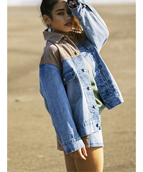 GYDA(ジェイダ)の「コーデュロイドッキングスカートライクショーパン(デニムスカート・アイスブルー/ブルー・M/XS/S)」の3枚目の写真