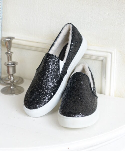 GLOBAL WORK（グローバルワーク）の「【WEB先行予約】ファースリッポン（シューズ・レディース・ヘリンボン01/ブラック09/グリッターブラック10/グリッターシルバー12・Ｓ(22～22.5cm)/Ｍ(23～23.5cm)/Ｌ(24～24.5cm)）」の4枚目の写真