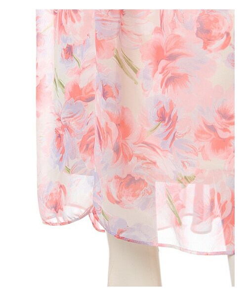 INGNI（イング）の「シフォンx花柄ドッキング／マキシワンピース（ワンピース/ドレス・レディース・ｵﾌﾎﾜｲﾄ/ﾋﾟﾝｸ/ｵﾌﾎﾜｲﾄ/ﾌﾞﾙｰ・M）」の8枚目の写真