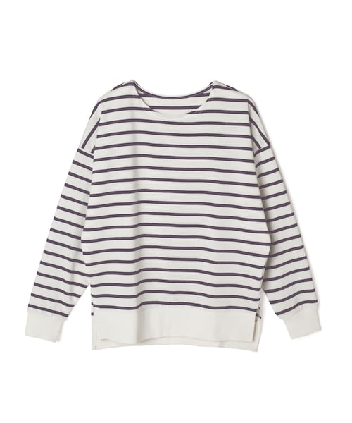 GRL（グレイル）の「オーバーサイズボーダートップス（Tシャツ/カットソー・レディース・オフホワイト×ベージュ/オフホワイト×黒/オフホワイト×パープル/オフホワイト×モカ・M/F）」の4枚目の写真