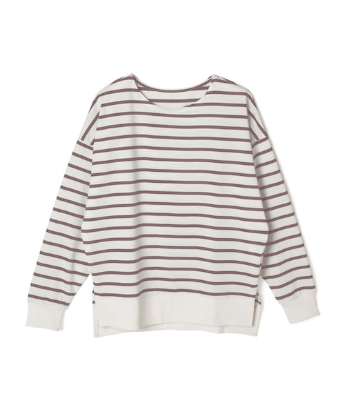 GRL（グレイル）の「オーバーサイズボーダートップス（Tシャツ/カットソー・レディース・オフホワイト×ベージュ/オフホワイト×黒/オフホワイト×パープル/オフホワイト×モカ・M/F）」の3枚目の写真