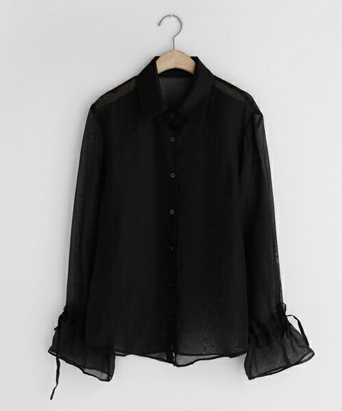 DHOLIC（ディーホリック）の「ドロストスリーブシアーブラウス（シャツ/ブラウス・レディース・ベージュ/ホワイト/ブラック・FREE）」の3枚目の写真