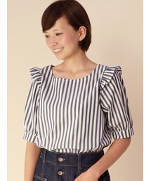 w closet | 先染めストライプ袖フリルプルオーバー(トップス)