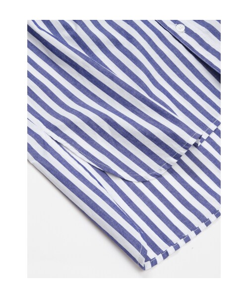 w closet（ダブルクローゼット）の「シャンブレーボリューム袖シャツワンピース（ワンピース/ドレス・レディース・サックス/オフホワイト×ブルー/ネイビーブルーベース・FREE）」の9枚目の写真