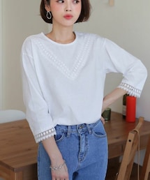 DHOLIC | レースラインTシャツ(Tシャツ/カットソー)