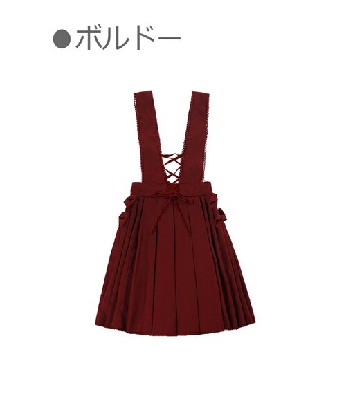 Bobon21(ボボンニジュウイチ)の「サイドリボンレースアップジャンスカ-全3色-(ワンピース・レディース・グレー/レッド/イエロー・S/M)」の3枚目の写真