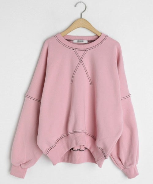 DHOLIC（ディーホリック）の「Vガゼットステッチスウェット（スウェット・レディース・ホワイト/ピンク/ブルー・FREE）」の3枚目の写真