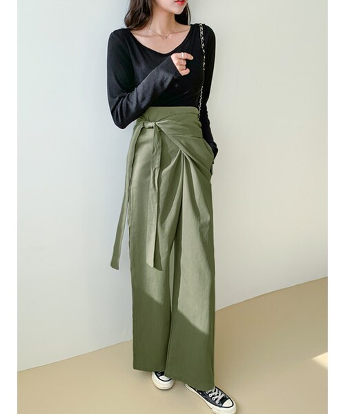 fd style（エフディ スタイル）の「ワンショルダータンクトップ＋ラウンドTシャツ（Tシャツ/カットソー・レディース・블랙/베이지/퍼플/화이트・F(44-66)）」の5枚目の写真