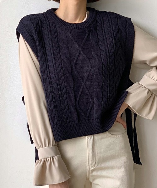 DHOLIC（ディーホリック）の「サイドリボンベスト（ベスト・レディース・ベージュ/ブルー/ピンク・FREE）」の2枚目の写真