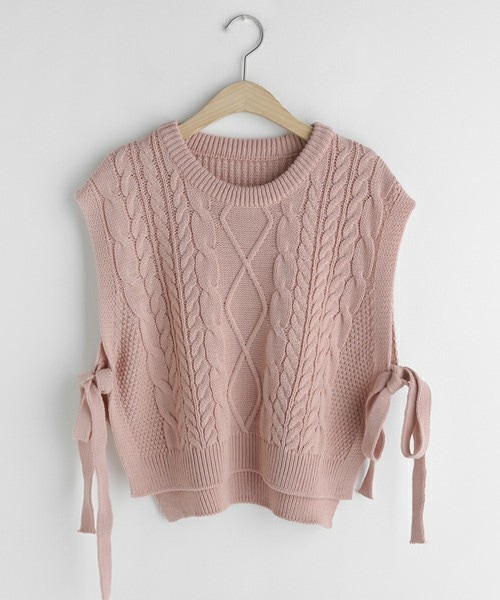 DHOLIC（ディーホリック）の「サイドリボンベスト（ベスト・レディース・ベージュ/ブルー/ピンク・FREE）」の3枚目の写真