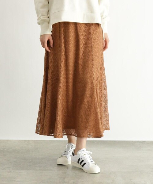 OZOC（オゾック）の「[洗える]レースフレアスカート（スカート・レディース・オフホワイト(003)/ブラック(019)/レンガ(069)・38(M)）」の3枚目の写真