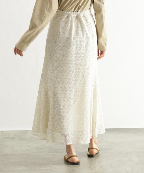 OZOC（オゾック）の「[洗える]レースフレアスカート（スカート・レディース・オフホワイト(003)/ブラック(019)/レンガ(069)・38(M)）」の7枚目の写真