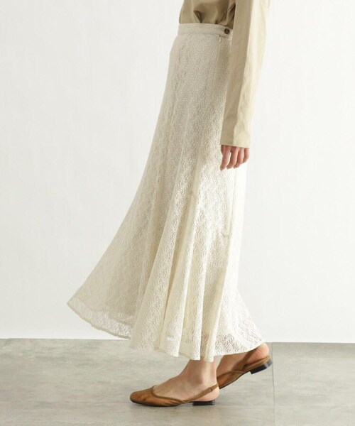OZOC（オゾック）の「[洗える]レースフレアスカート（スカート・レディース・オフホワイト(003)/ブラック(019)/レンガ(069)・38(M)）」の5枚目の写真