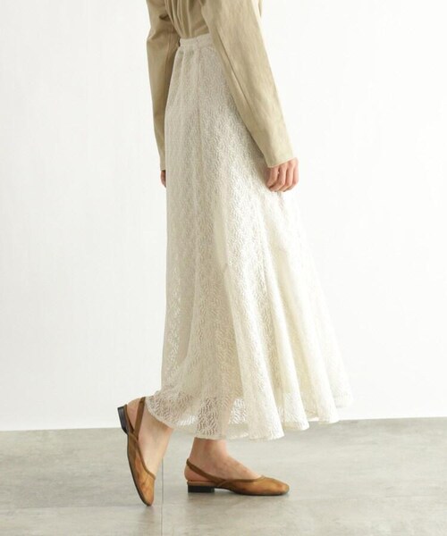 OZOC（オゾック）の「[洗える]レースフレアスカート（スカート・レディース・オフホワイト(003)/ブラック(019)/レンガ(069)・38(M)）」の6枚目の写真