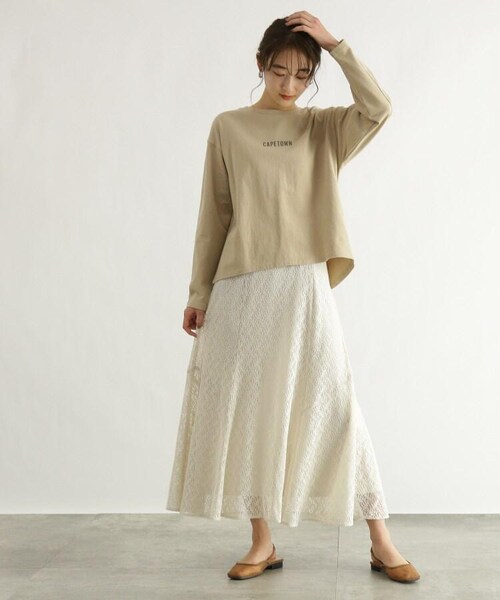 OZOC（オゾック）の「[洗える]レースフレアスカート（スカート・レディース・オフホワイト(003)/ブラック(019)/レンガ(069)・38(M)）」の13枚目の写真