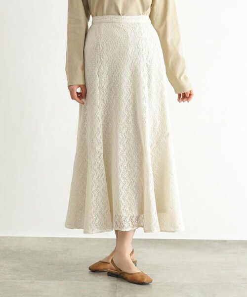 OZOC（オゾック）の「[洗える]レースフレアスカート（スカート・レディース・オフホワイト(003)/ブラック(019)/レンガ(069)・38(M)）」の4枚目の写真