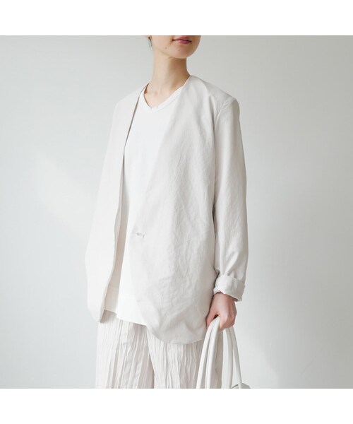 美品！NO CONTROL AIR ポリエステルノーカラージャケットsize38 NO CONTROL AIR（ノーコントロールエアー）の「NO CONTROL AIR