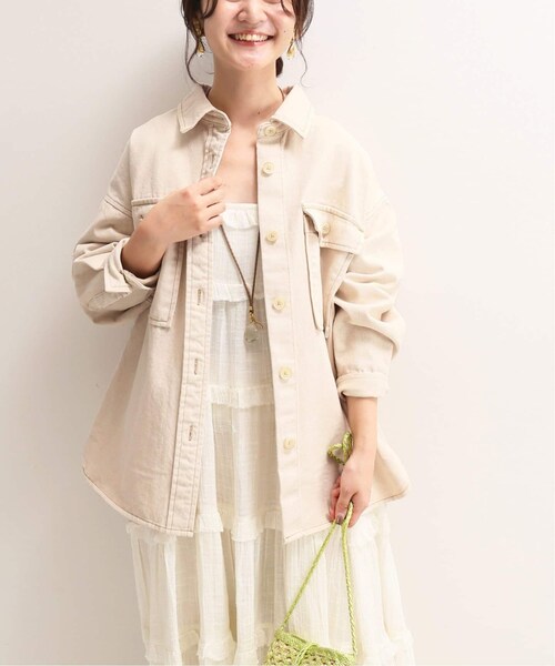 【楽ギフ_包装】 IENA（スローブイエナ）の「LE SLOBE DENIM CPOブルゾン Ecru ジャケット・アウター