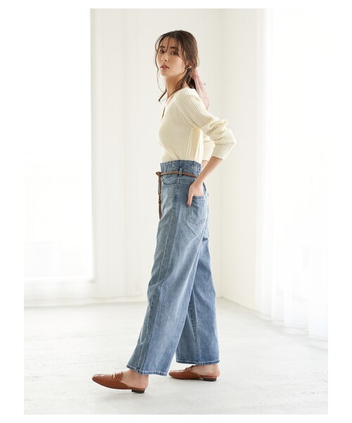 Green　Parks（グリーンパークス）の「・SUGAR SPOON ハイウエストデニムパンツ（パンツ・ブラック/インディゴ/ライトインディゴ・F）」の2枚目の写真