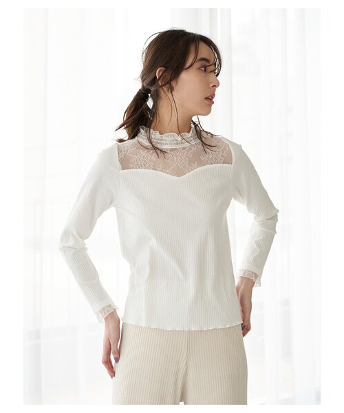 Green　Parks（グリーンパークス）の「【Special Price】・SUGAR SPOON レースキリカエハイネック（トップス・アイボリー/オフホワイト/ライトグレー/ブラック・F）」の13枚目の写真